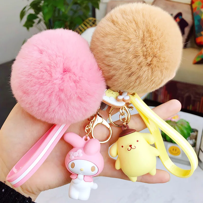 Аниме Моя Мелодия пудинг Cinnamoroll Собака Кошка меховой шар брелок милые животные плюшевый брелок сумка амулет подвесной брелок для девочек