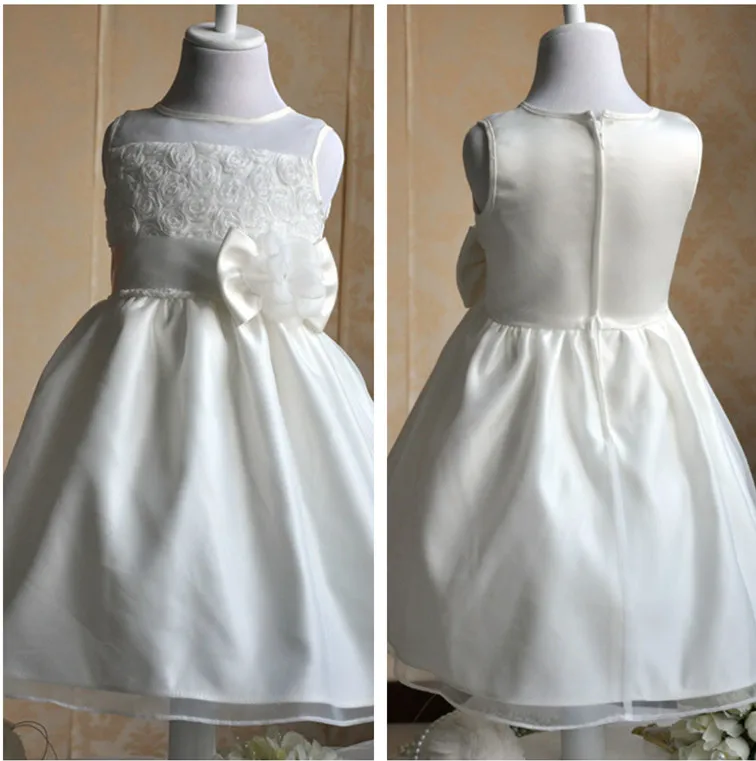 Элегантный слоновой кости белый цветок девушка платье с розовыми цветами