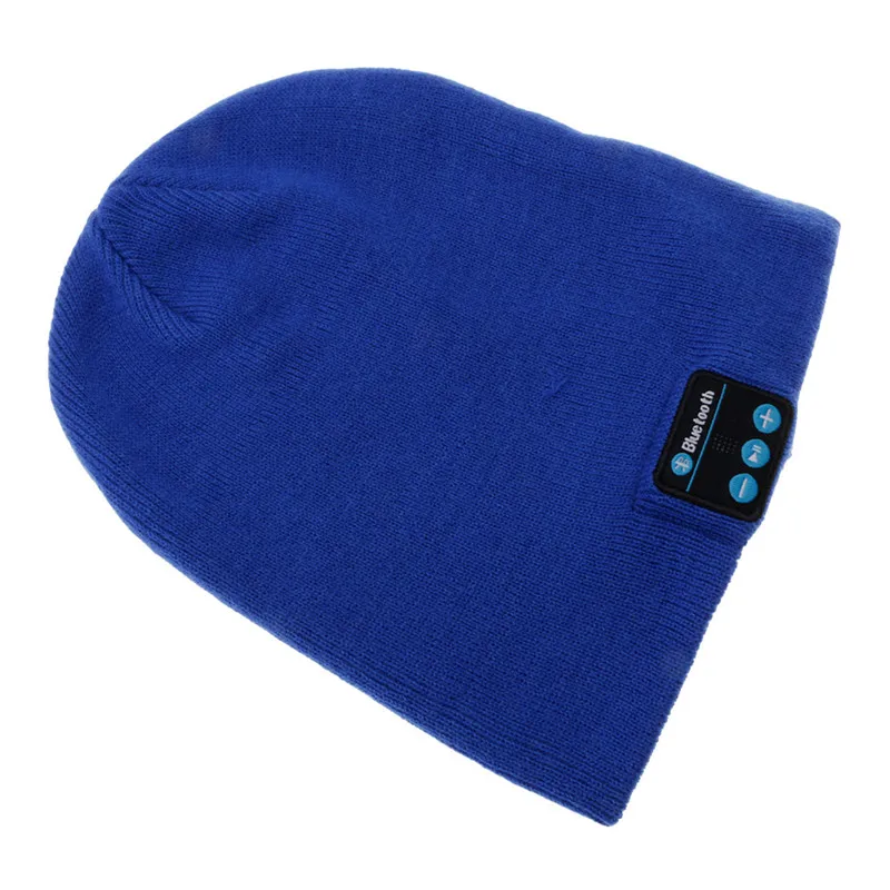 Синий Rechargeable Wireless Bluetooth Music Headset Speaker Smart Warm Knitted Hat Running hat - Цвет: Синий