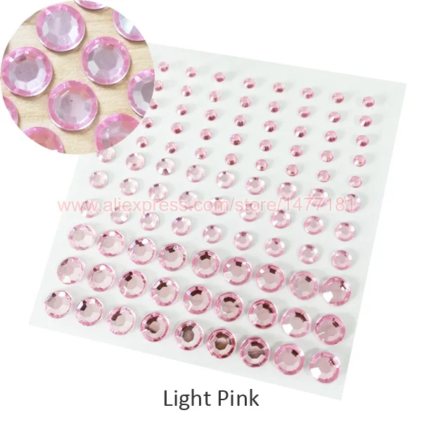 4 6 8mm Light Pink 2 листа) 99 шт. круглые 4 мм 6 мм 8 мм акриловые стразы наклейки в виде драгоценных камней самоклеющиеся липкие хрустальные диаманты DIY украшения - Цвет: 4 6 8mm Light Pink