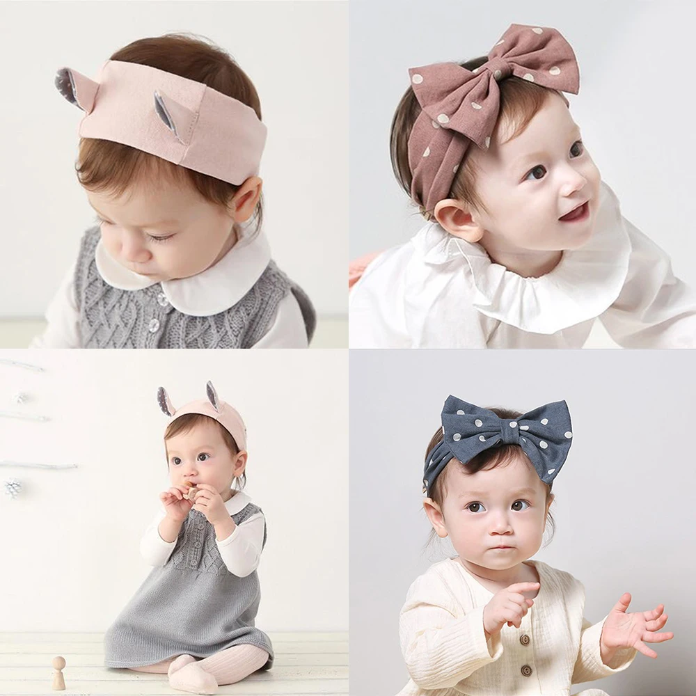 Kids Girls Headband Rabbit Bow Ear Hairband Children Headwear Turban Knot Head Wraps Casual Apparel Accessories | Детская одежда и