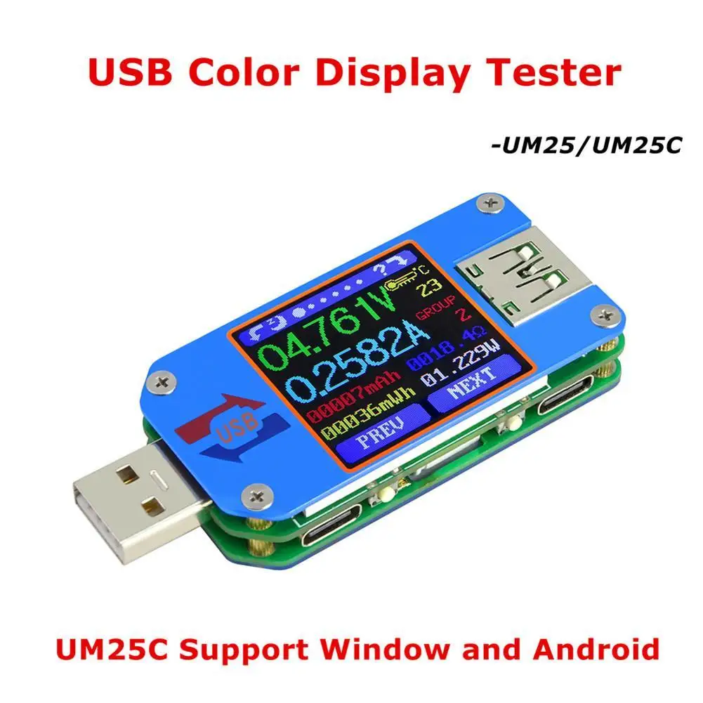 Портативный USB тестер UM25C/ UM25 вольтметр амперметр измерение заряда аккумулятора