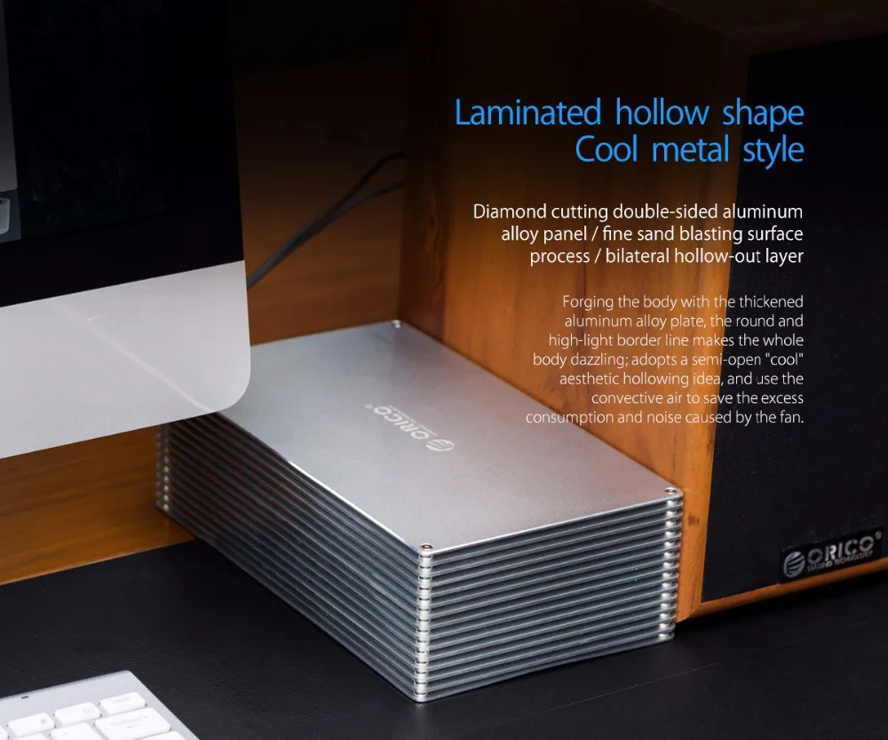 ORICO алюминиевый сплав USB3.0 DIY полый корпус для жесткого диска 2,5/3,5 дюйма корпус для жесткого диска 12 В блок питания с поддержкой емкости 20 ТБ