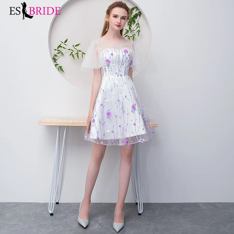 Элегантные белые вечерние Платья Vestidos De Fiesta De Noche, вечерние платья трапециевидной формы, короткие модные вечерние платья es1983