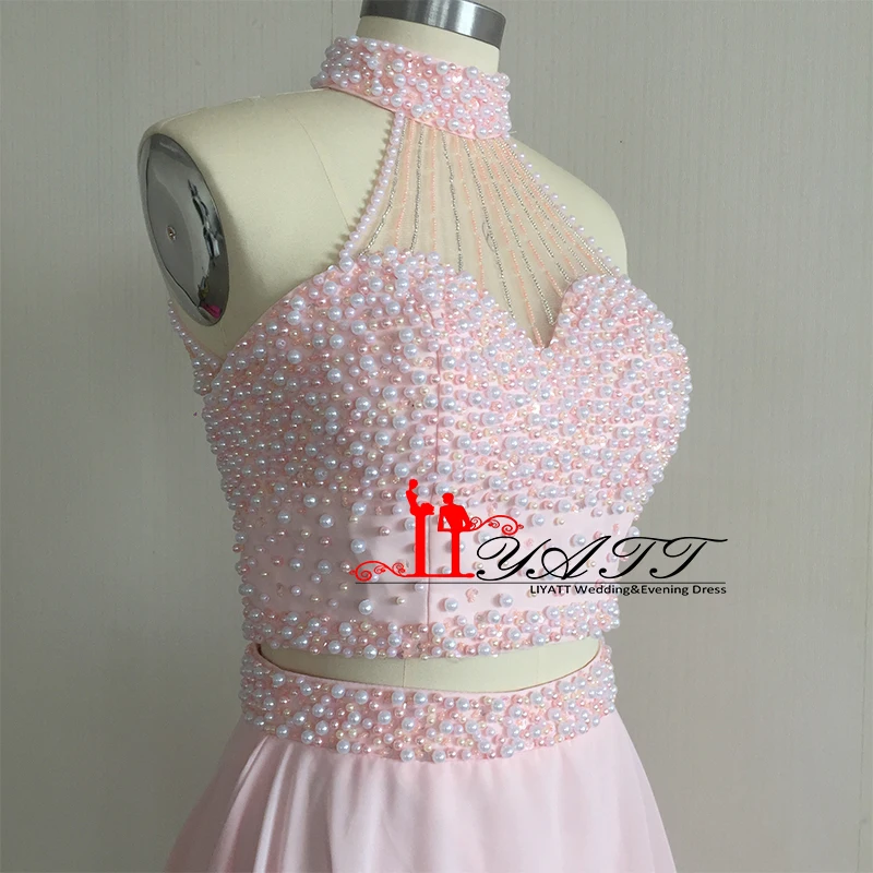 LIYATT настоящая фотография платье для выпускного вечера из двух частей 2016 светло