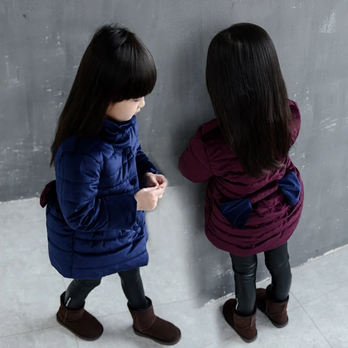 2018 Осень Зима Маленькая модная одежда для девочек пуховое пальто с меховой шапке