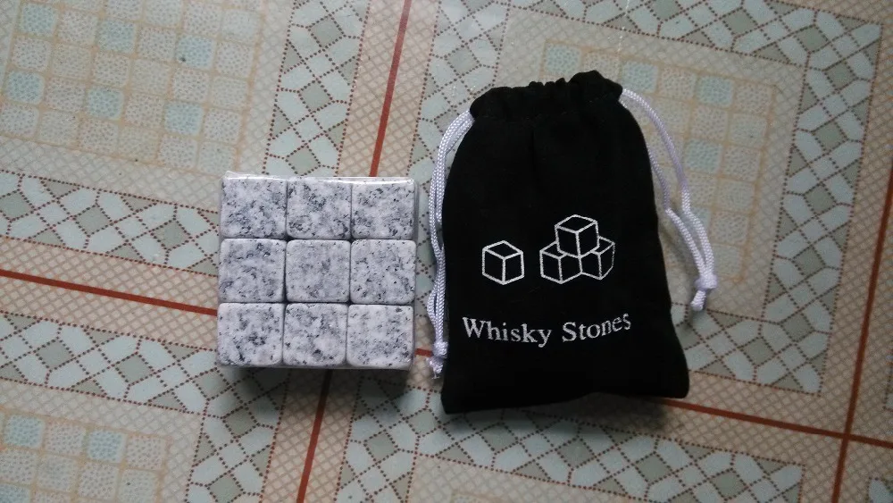 Новинка 2017! Виски камни 9 шт набор в бархатной сумке виски вино ледяной камень +