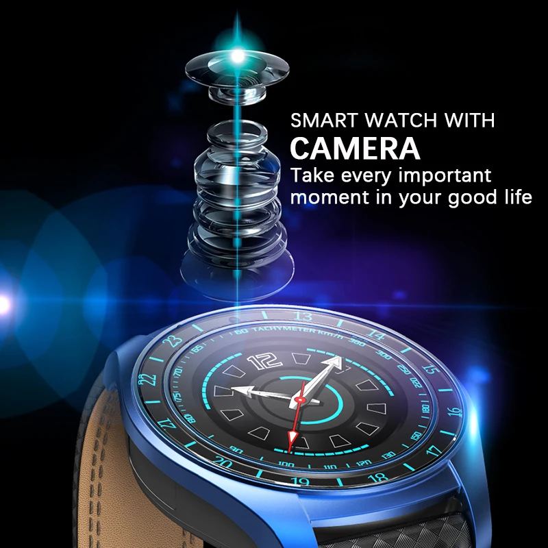 Мужские умные часы с камерой монитор сердечного ритма Bluetooth Smartwatch поддержка сим