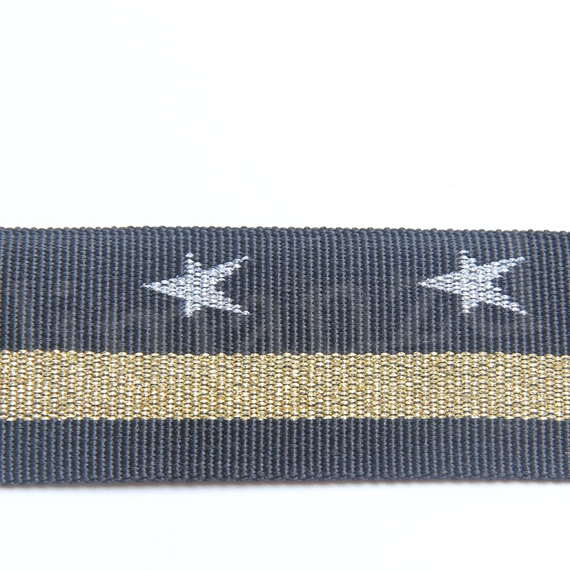 Новый дизайн 2-Дюймовая Светоотражающая жаккардовая лента полиэфирная золотая