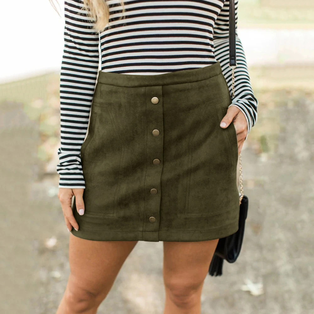 

2020 spring new skirt sexy suede button slim skirt skirt street hipster short skirt