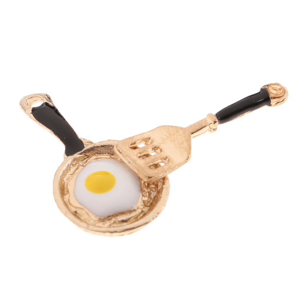 Миниатюрная сковорода для яиц 2 шт. набор вилок кукольного дома 1/12 кухонная