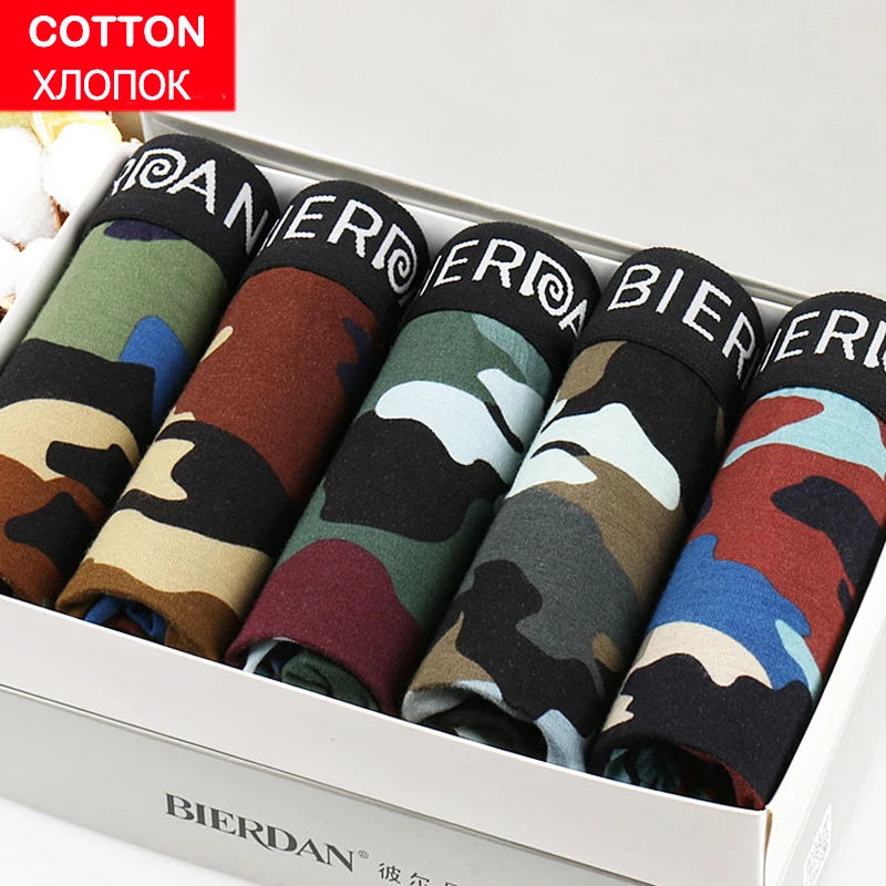 5 шт. хлопковые мужские трусы боксеры камуфляжной расцветки мужское нижнее белье