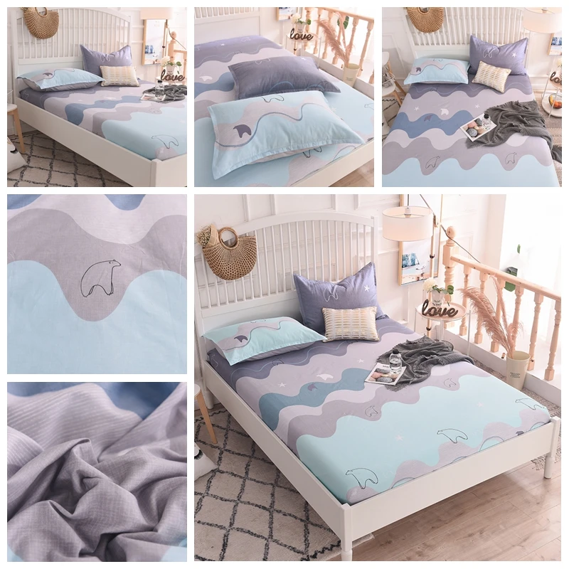 Простыня, хлопок, простыни с резинкой, queen King size, чехол для матраса, удобный комплект простыней, много цветов