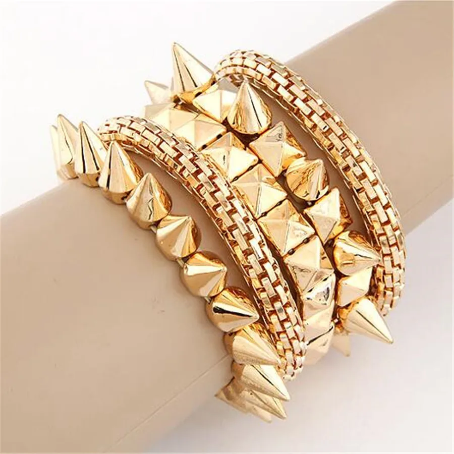 Браслеты Mujer Мода 2017 г. панк с подвесками и для Для женщин мужчин украшения Спайк