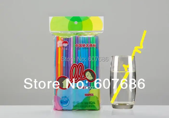 2000 шт. гибкие ПП трубочкой двухместный 6*210 мм одноразовые коктейль Бенди Чай пить