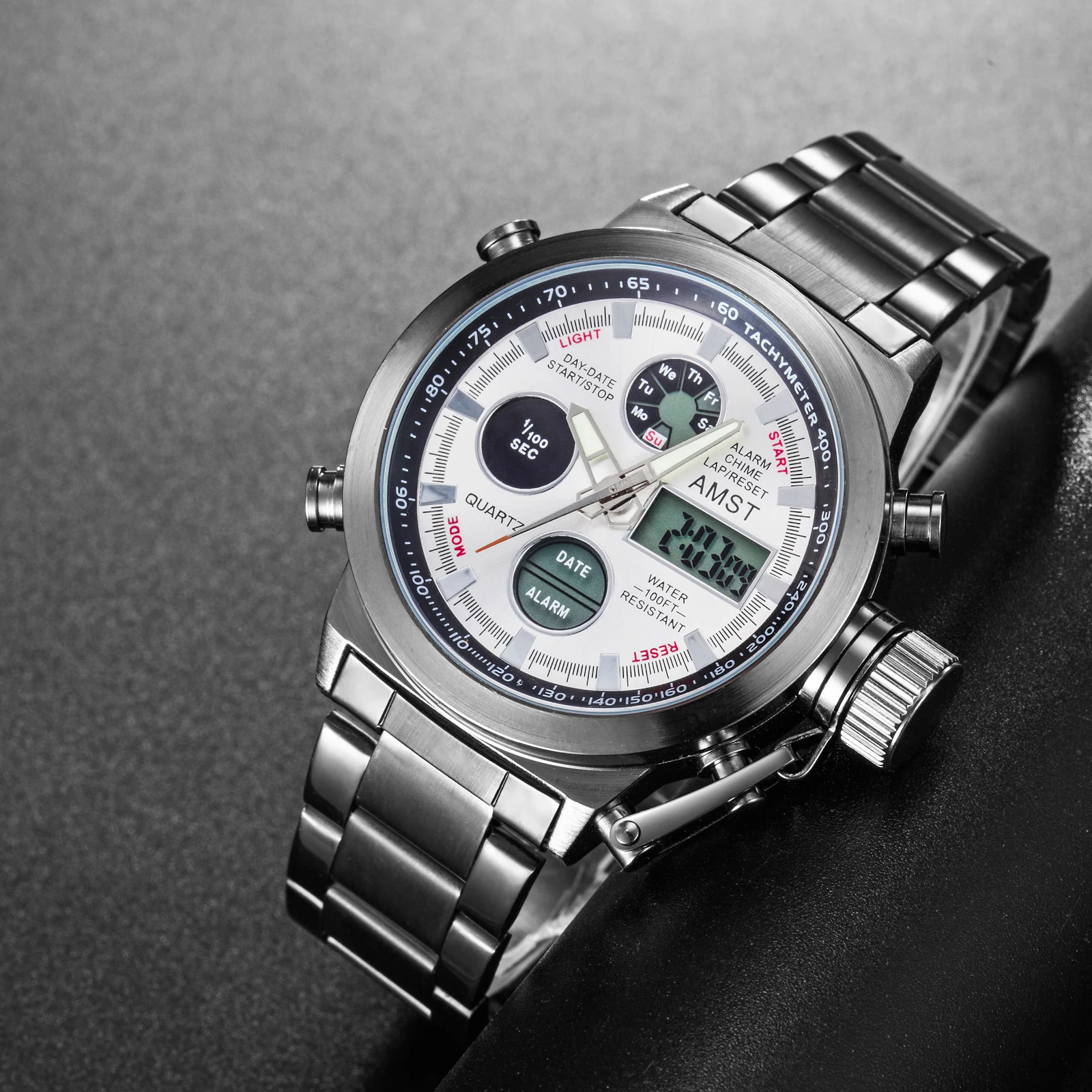 AMST 2019 новые мужские наручные часы цифровые с двойным дисплеем