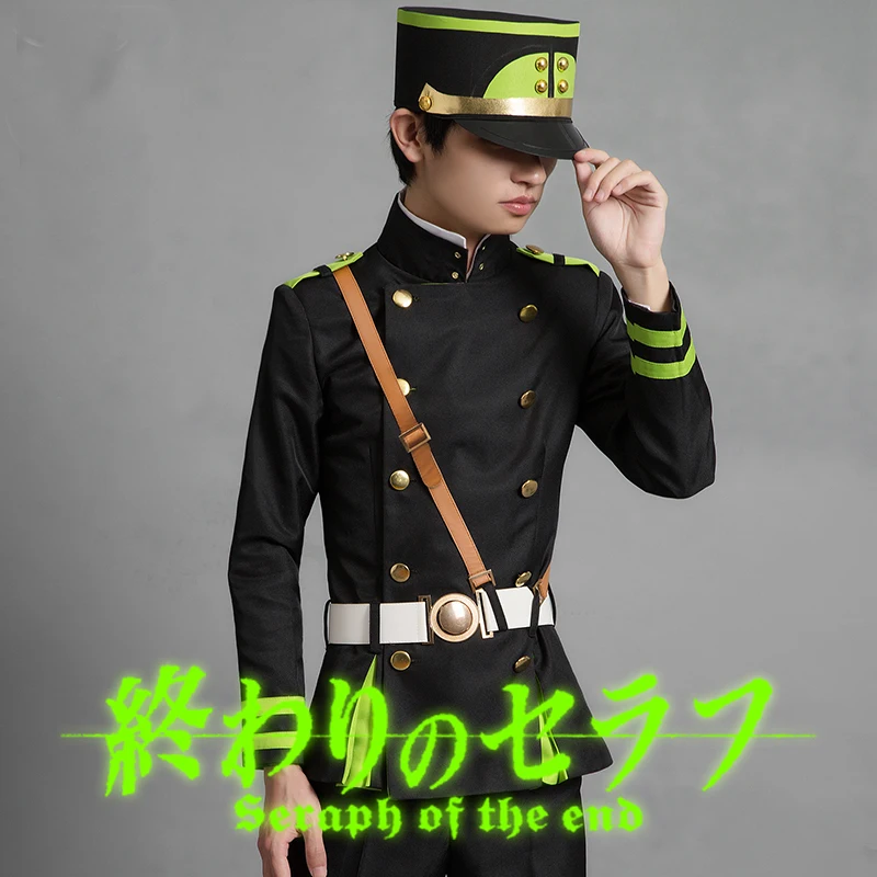 Серафим конца Owari no Serafu Yuichiro Hyakuya униформа косплей костюм со шляпой и париком