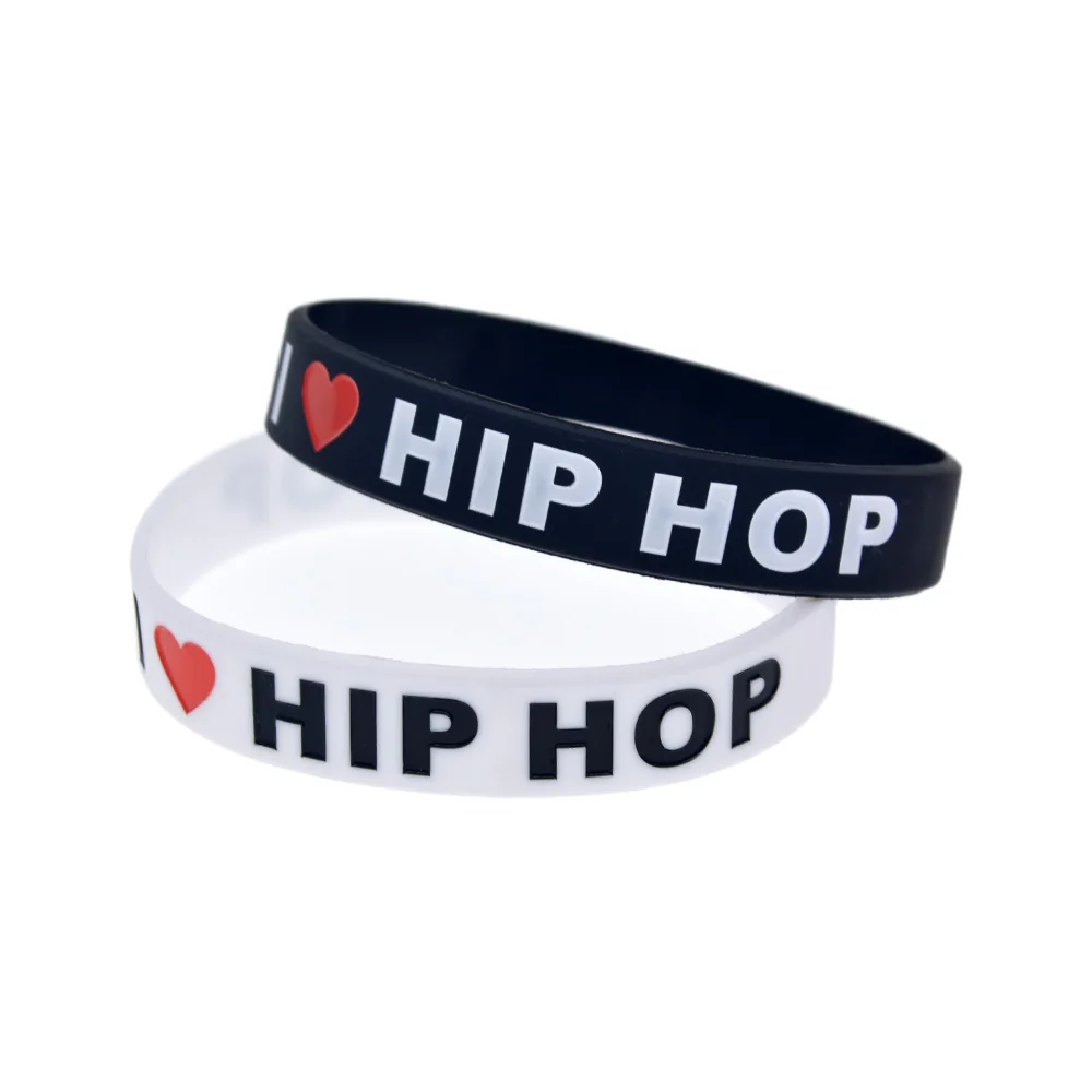 1 шт. ансамбль &quotI Love Hip Hop&quot Силиконовый браслет Черный и белый для фанатов
