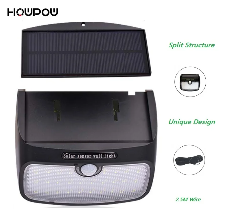 HOWPOW разъемные 48 светодиодов движения PIR Сенсор солнечное садовое освещение