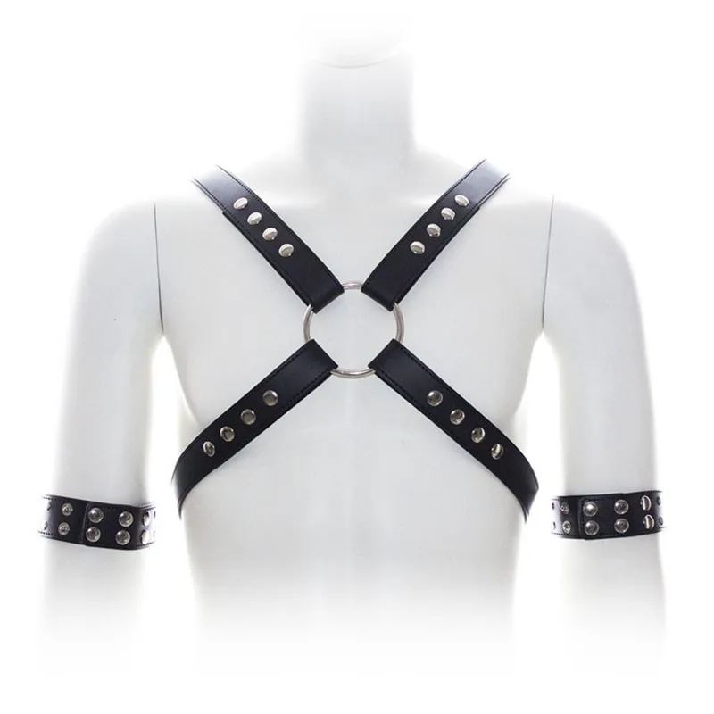 Men's Punk Adjustable Body Chest Snap Armbands Suspenders Strap Clubwear Leather Harness Accessories |