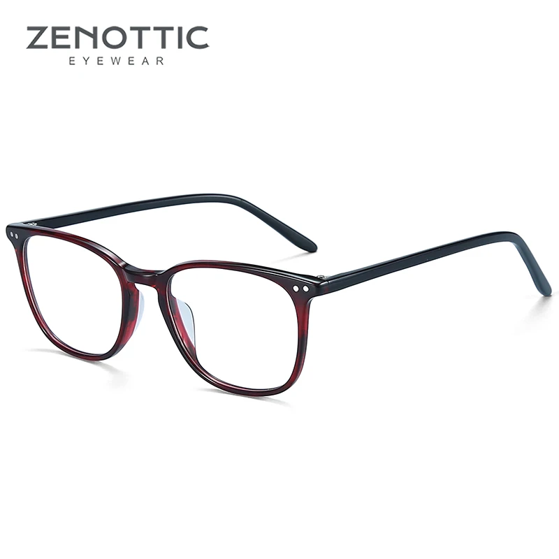 ZENOTTIC, прозрачные очки, оправа, мужские очки по рецепту, линзы, ацетатные очки, мужские оправы, оптические очки для близорукости, BT2007 - Цвет оправы: Burgundy
