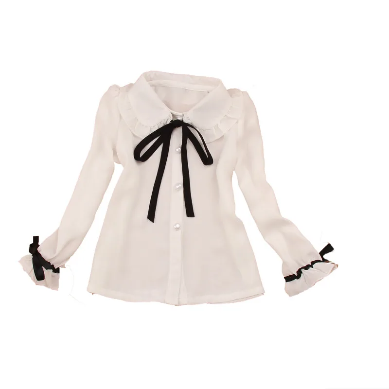 2018 модная детская дизайнерская универсальная шифоновая блузка с длинным рукавом