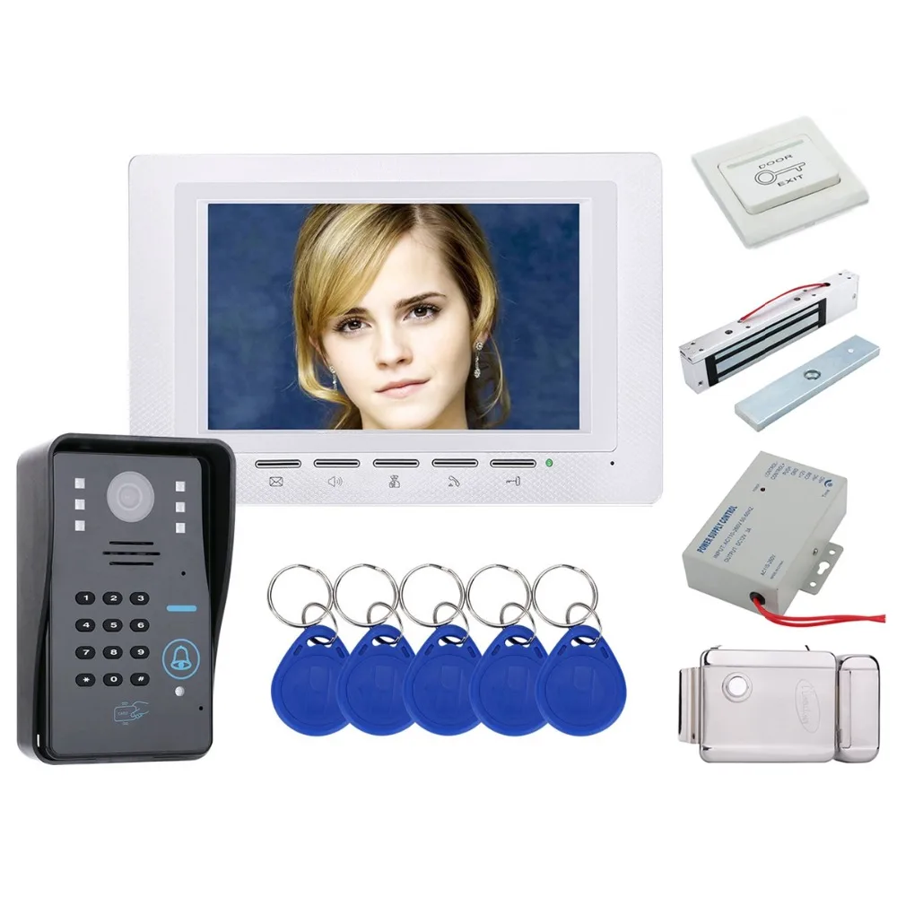 Домашняя безопасность 7 &quotRFID пароль видео домофон дверной звонок с ИК-камерой 1000