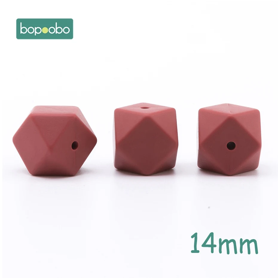 14mm Brown Bopoobo 5 шт. 14 мм Силиконовые шестигранные шарики силиконовые Детские Прорезыватели 17 мм силиконовые бусины для ожерелья безопасные игрушки силиконовые крошечные стержни - Цвет: 14mm Brown