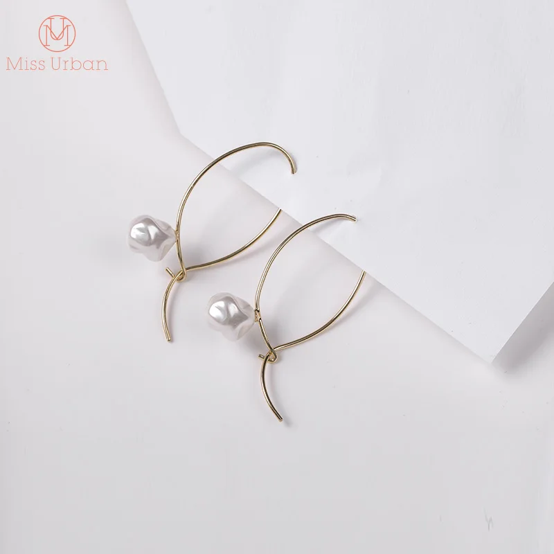 Повседневные серьги-кольца в стиле барокко классические серьги золотистого