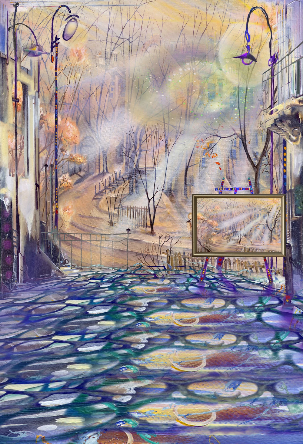 Фотофоны HUAYI осенний городской пейзаж виниловые Портретные студийные