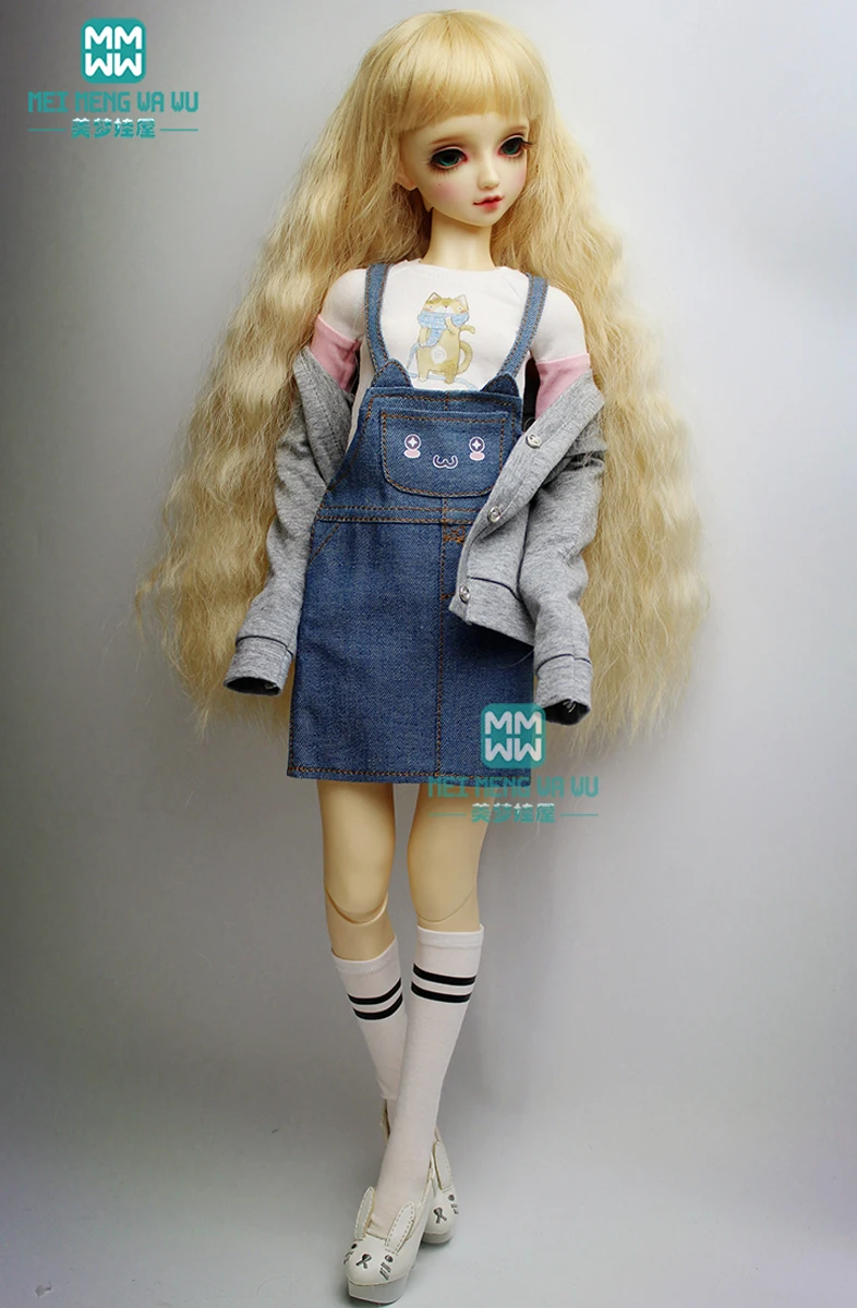 Одежда для куклы 1/3 BJD модное джинсовое платье с мультяшным котом|Куклы| |