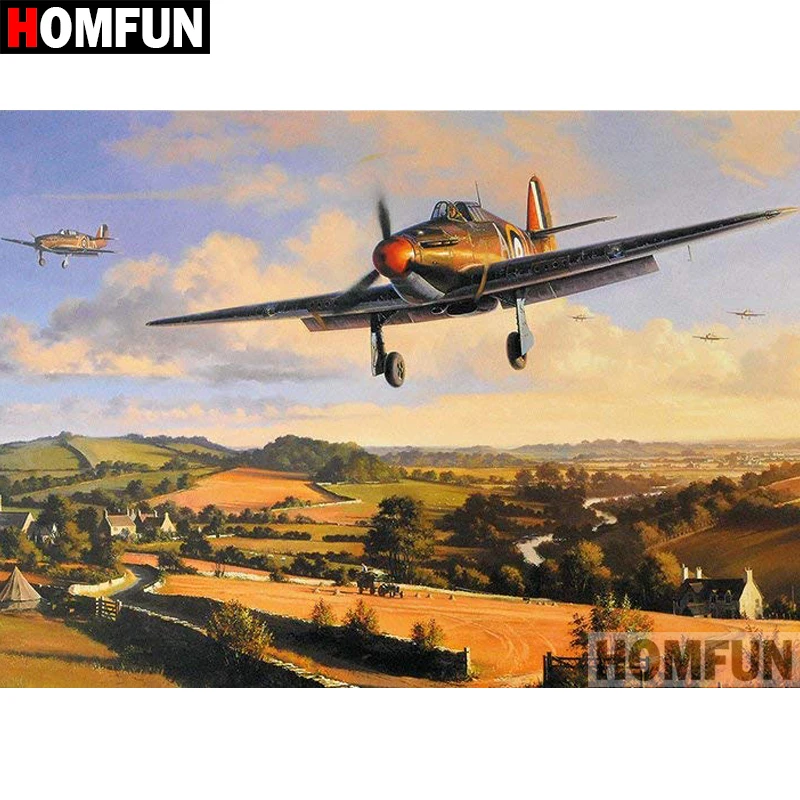 

HOMFUN 5D DIY Diamond Painting Full Square/Round Drill "Fighter Scenic" Embroidery Cross Stitch gift Home Decor Gift A08183