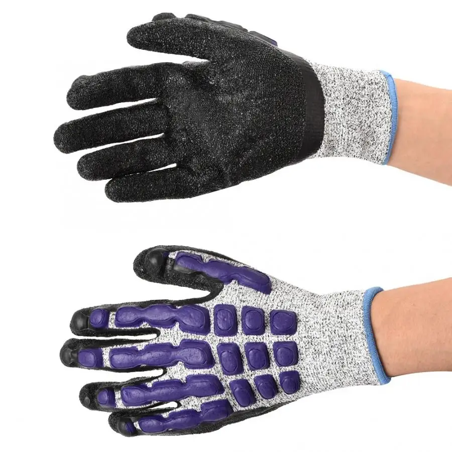 Уровень 5 устойчивые к порезам латексные рабочие перчатки противоскользящие