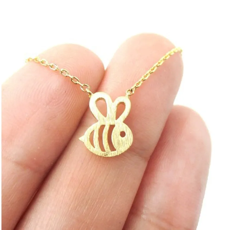 QIMING New Cute Animal Bumble Bee Necklace Women Gold fashion Baby Jewelry Cute Insect Charm Necklace For Girl Gift