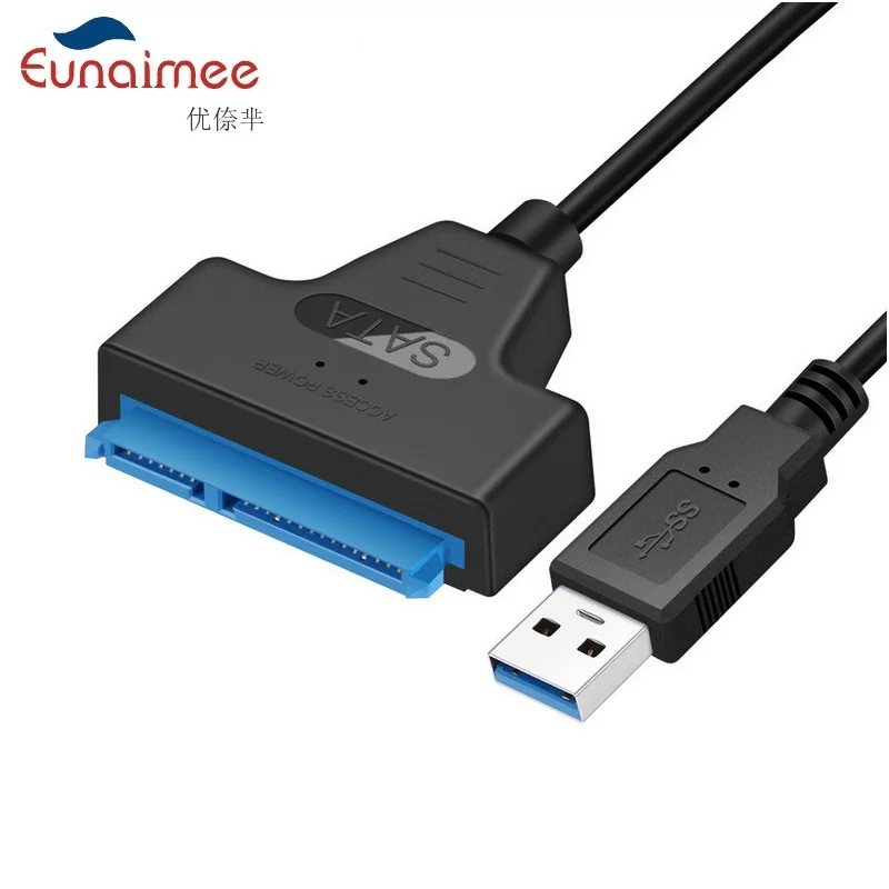 Высокоскоростной Новый жесткий диск USB 3,0 на SATA 22 Pin 7Pin + 15Pin черный адаптер кабель Однолинейный 20 см для жесткого диска