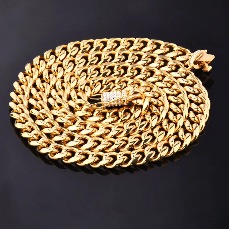 Ожерелье мужское из нержавеющей стали золотого цвета в стиле хип-хоп цепь