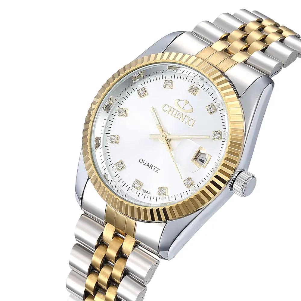 CHENXI роскошные мужские повседневные часы золотого и серебряного цвета со