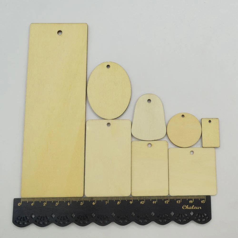 8 видов необработанные пустые прямоугольные деревянные подвесные бирки для