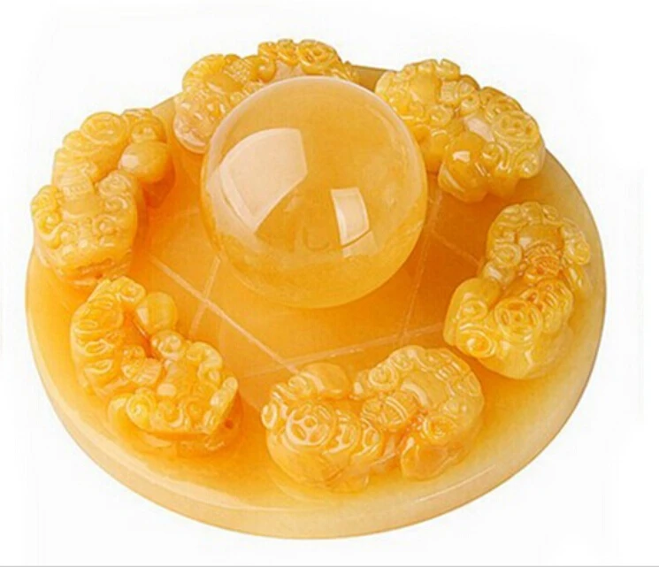 

Free Shipping Gourd brave natural topaz ingot feng shui ball ornaments Seven from evil spirits Crystal