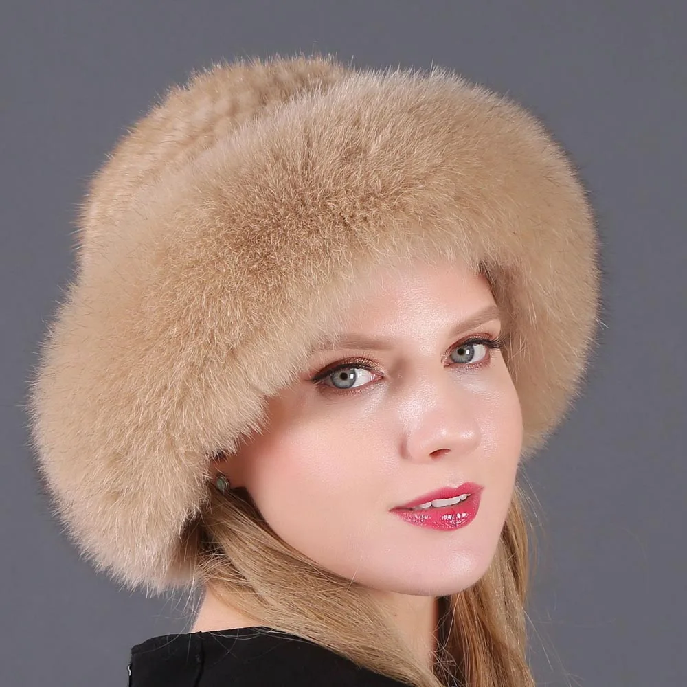 Русская зимняя норковая кашемировая женская шапка из лисьего меха Панама