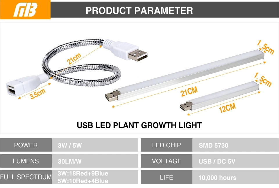 USB портативный светодиодный светильник для выращивания DC5V 3 Вт 5 Вт Фито лампа полный спектр Крытый Настольный теплица гидропоники цветок растение для выращивания