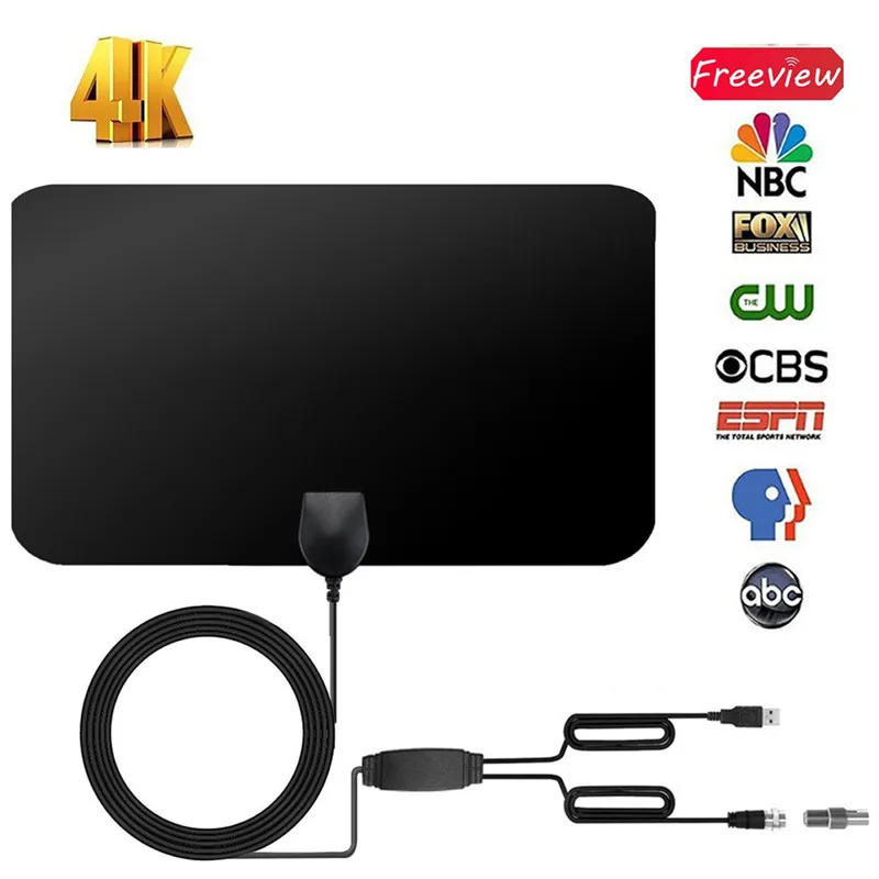 SOONHUA Крытый 80 миль Маленький цифровой телевизор антенна VHF UHF HDTV с усилителем