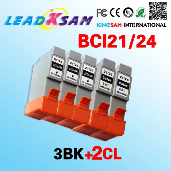 Совместимый с 5x картридж для чернил зеркальная Замена BCI21 BCI24 PIXMA