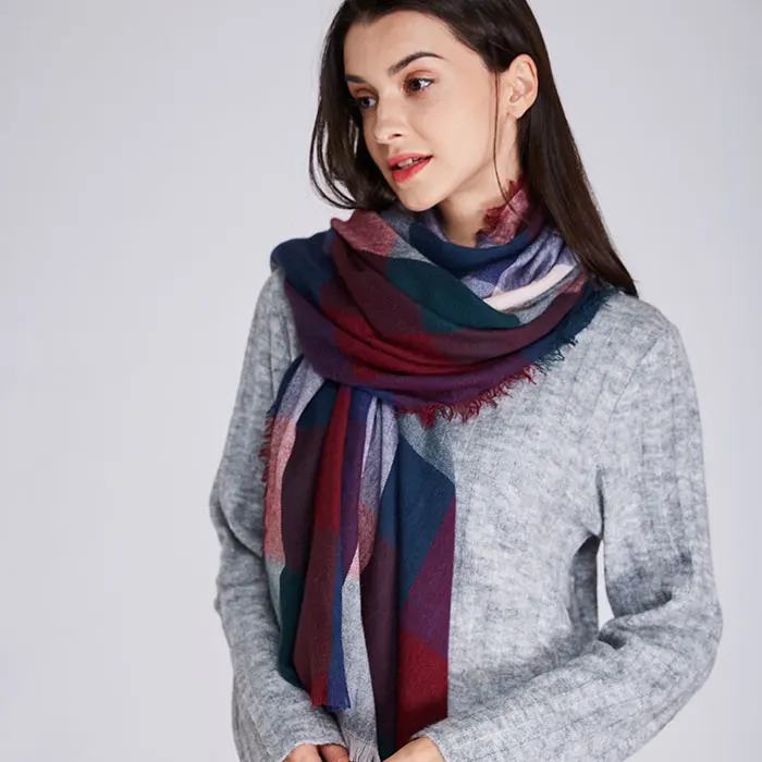 2017 winter plaid scarf dress new worsted cashmere women acrylic basic shawls female knitted fall pashmina chirstmas gift | Аксессуары