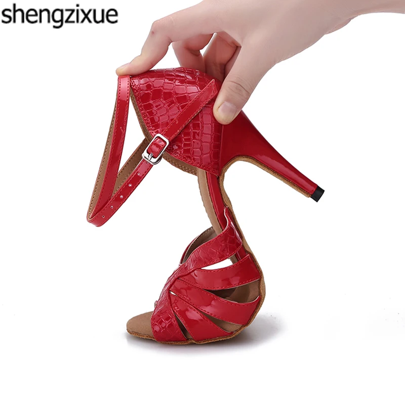 Shengzixue/туфли для латинских танцев женские красные кожаные туфли вечерние