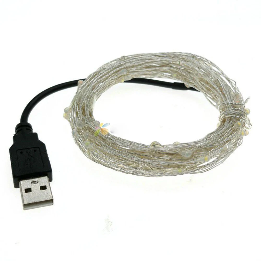 Водонепроницаемый USB S провод 10 м 100 светодиодный гирлянды для рождественской