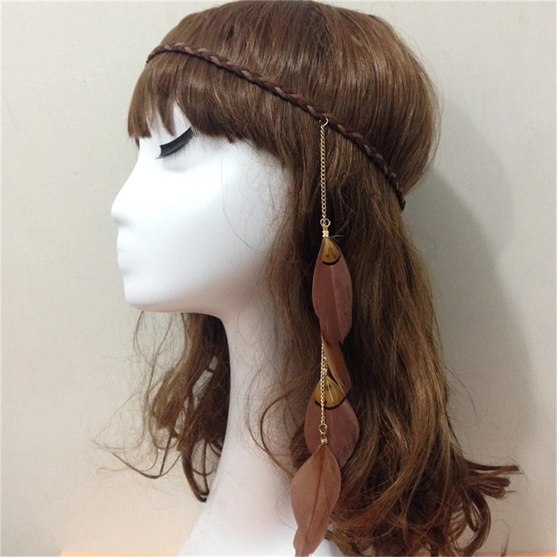 TEROKK в виде Павлиньего пера из богемского стекла бусины на головной повязке