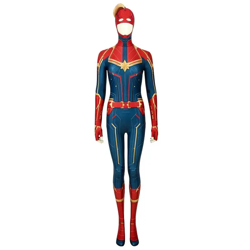 Costume with Mask Костюм капитана Марвел(фильм) комбинезон Карол Дэнверс Косплей зентай маска для хеллоуина и карнавала адуит женский модный комбинезон наряд - Цвет: Costume with Mask