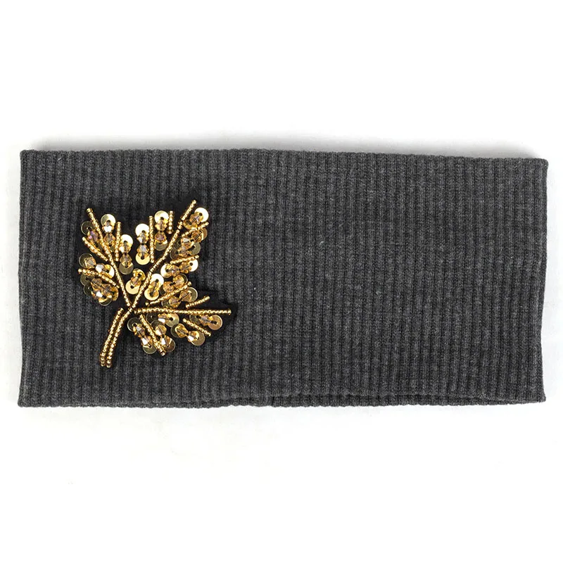 Gold Dark gray Geebro летние модные новые женские бусины с изображением дерева полосатые повязки на голову мягкий хлопок стрейч головной убор-лента для волос аксессуар для женщин - Цвет: Gold Dark gray