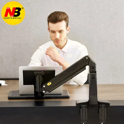 Black NB FB17 настольная газовая пружина полный движения сидя-стенд рабочая станция стол крепление для ноутбука настольная подставка для 11-17 дюймов ноутбука - Цвет: Black